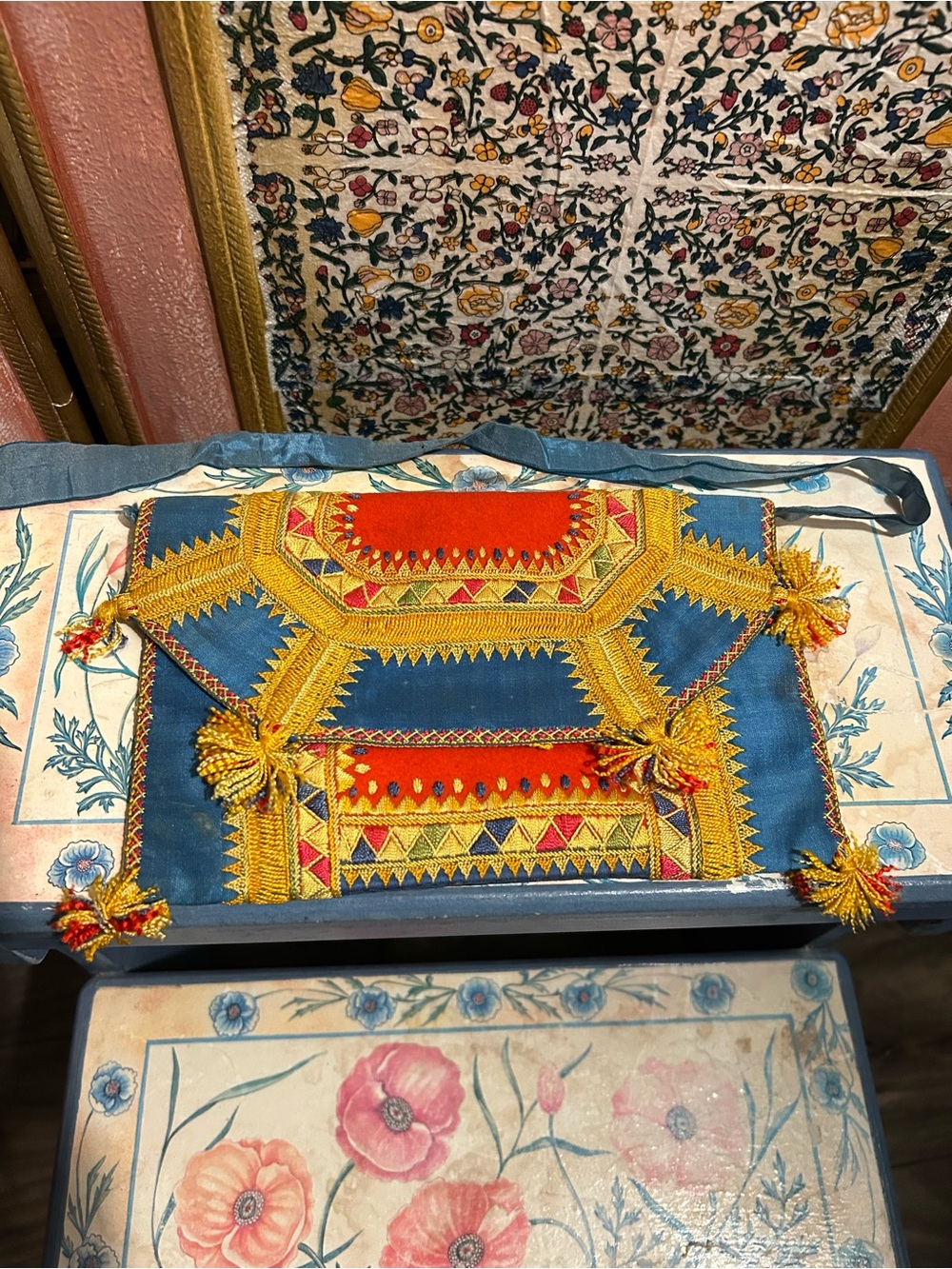 Vtg Hand Embroidered Sindh Bujki Envelope Bag Banjara Tribal Boho Clutch